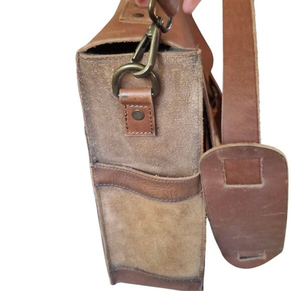 STS Ranchwear Foreman 2 Messenger Bag Brown Leather & Suede Work Tote Briefcase - Picture 6 of 15